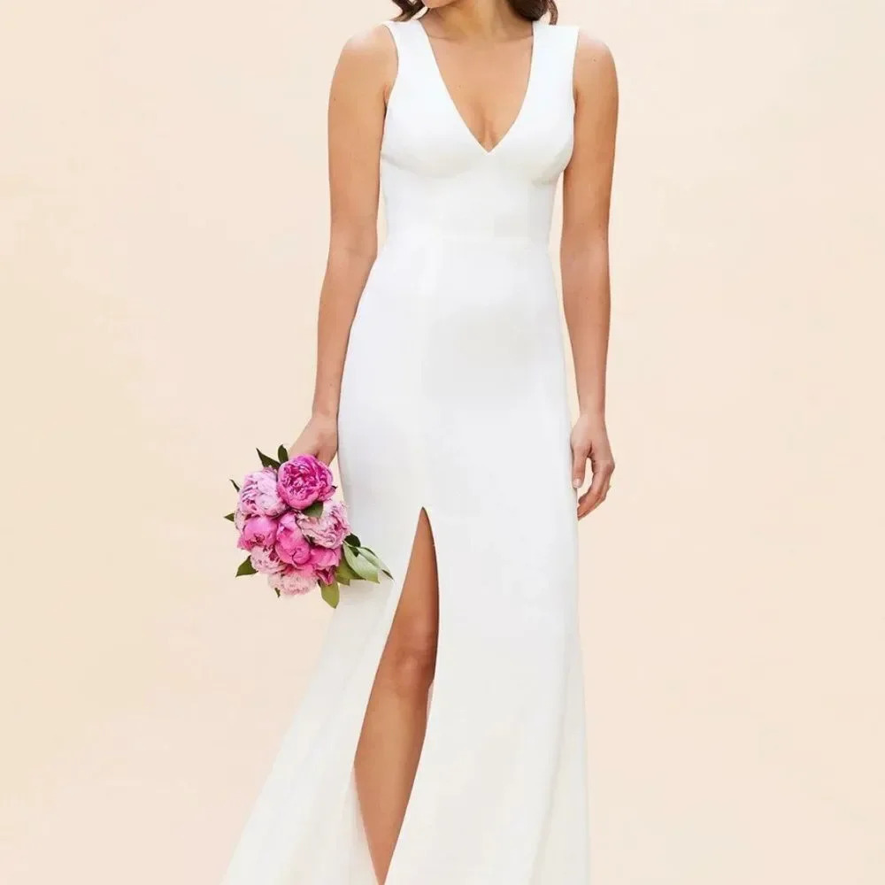 NWT Dress the Population Sandra White Mermaid Gown